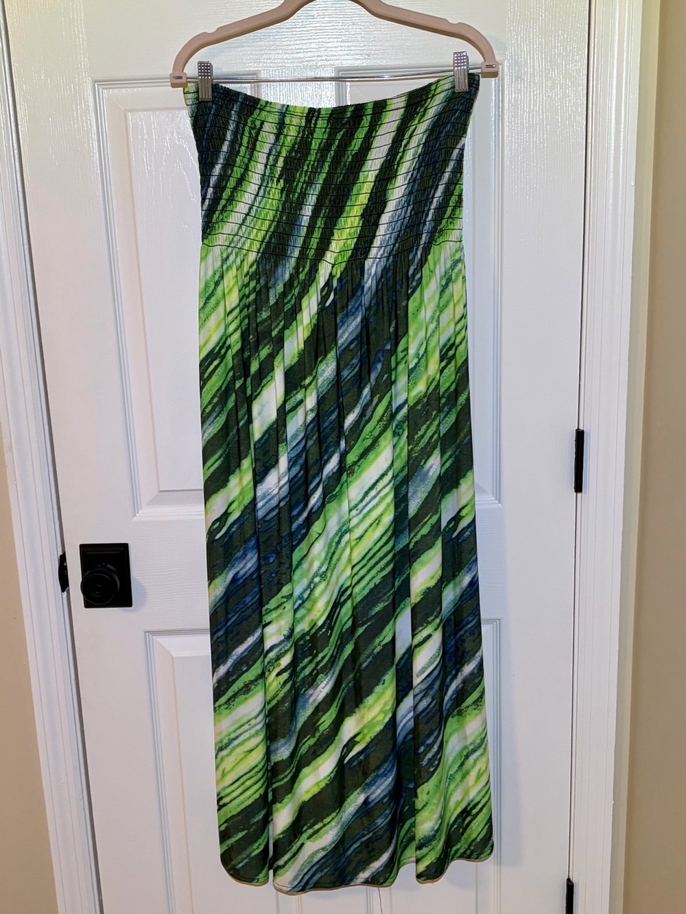 NWT Jamie Nicole Green Multi Striped Strapless Maxi Sundress. Plus Size 1X